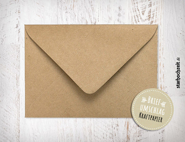 Briefumschlag Kraftpapier, für Hochzeitseinladungen, Hochzeitseinladungskarten, Dankeskarten, Danksagungskarten